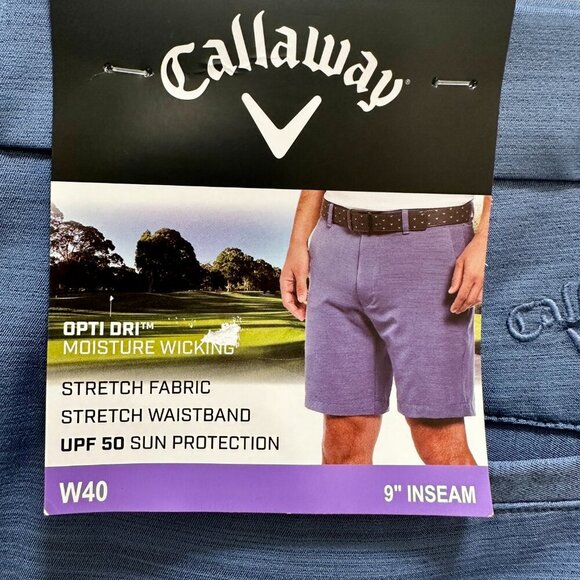 New Callaway Golf Shorts Size W40 Blue Opti-Dri Moisture Wicking Stretch Dressy - Picture 13 of 15